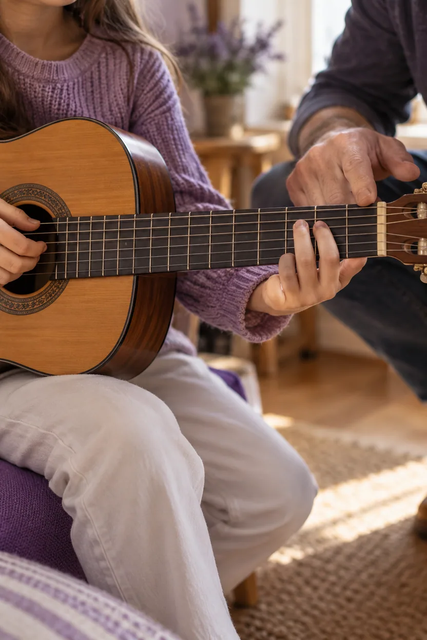 O toque das cordas. Cena ilustrativa para Clave Escola de Música.